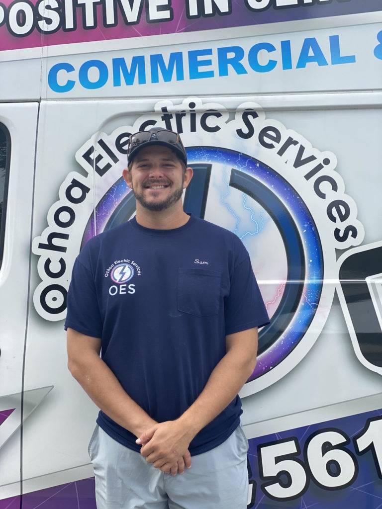Ochoa Electric Services team member Sam (Kyle) is prepared for residential electrical service calls throughout Martin County, FL.